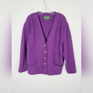 GEIGER Women's Vibrant Purple Wool Cardigan, Size 42 (M/L)